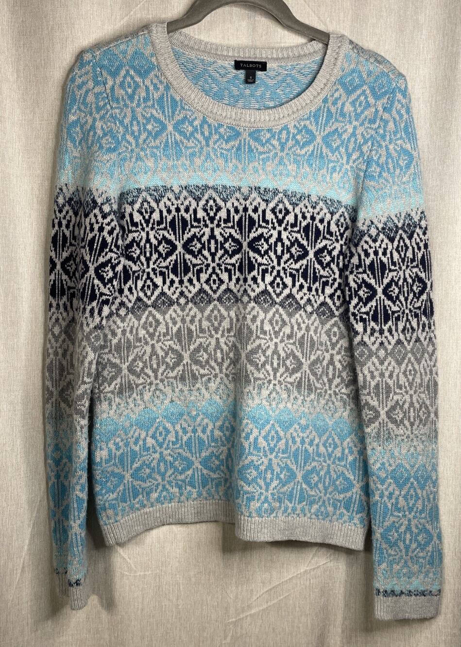 TALBOTS Lambswool/Nylon Soft Knit Fair Isle Pullover Sweater -Women’s Size Small